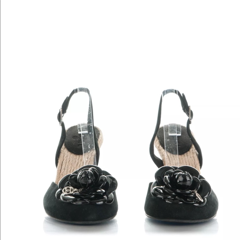 Chanel cc logo Camellia flower Suede Espadrilles